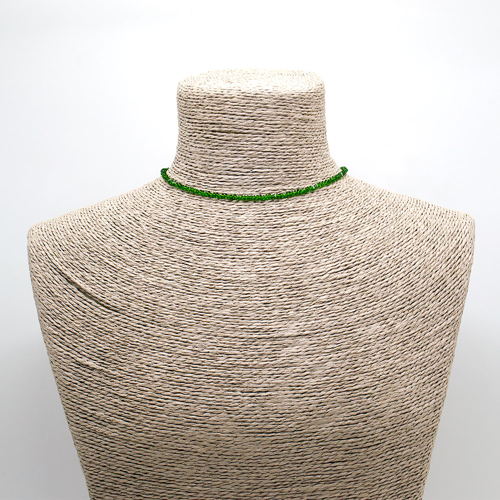 Бусы-чокер "Елочка" с алмазной гранью цвет зеленый 3*3 мм