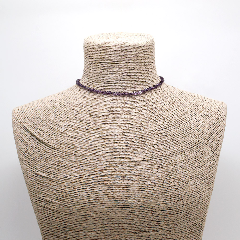 Фото товара бусы-чокер "елочка" с алмазной гранью цвет сливовый 3*3 мм