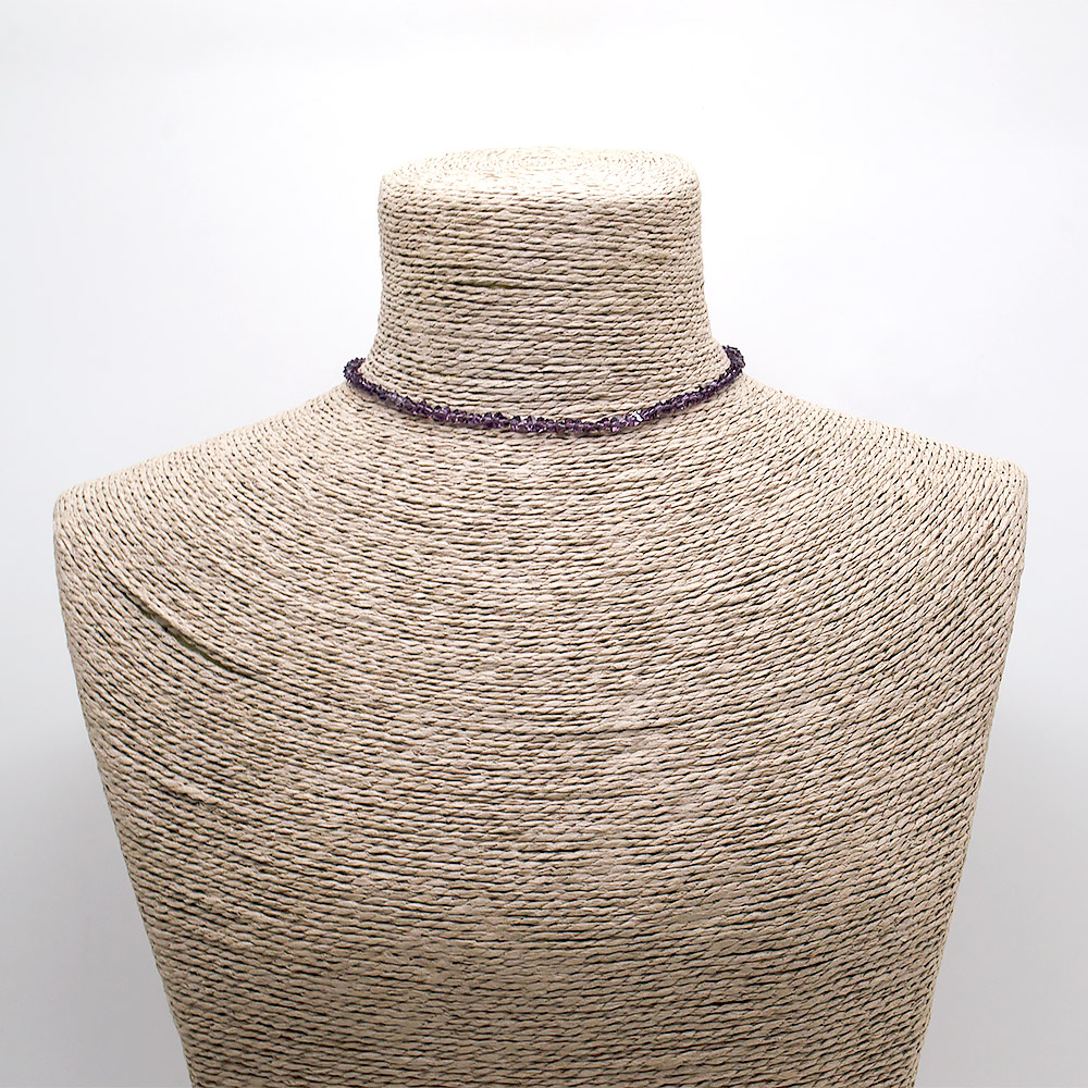 Фото товара бусы-чокер "елочка" с алмазной гранью цвет сливовый 3*3 мм