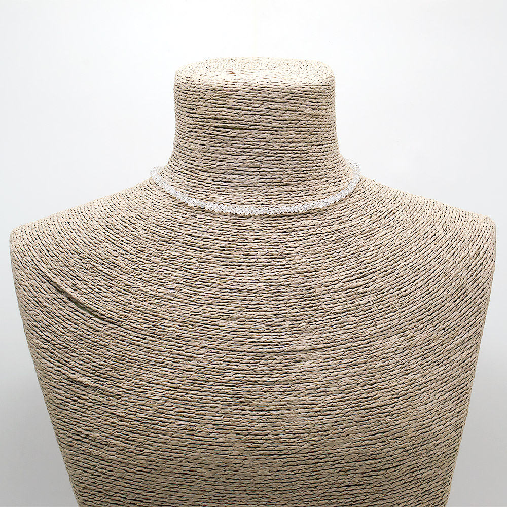 Фото товара бусы-чокер "елочка" с алмазной гранью цвет горный хрусталь 4*3 мм