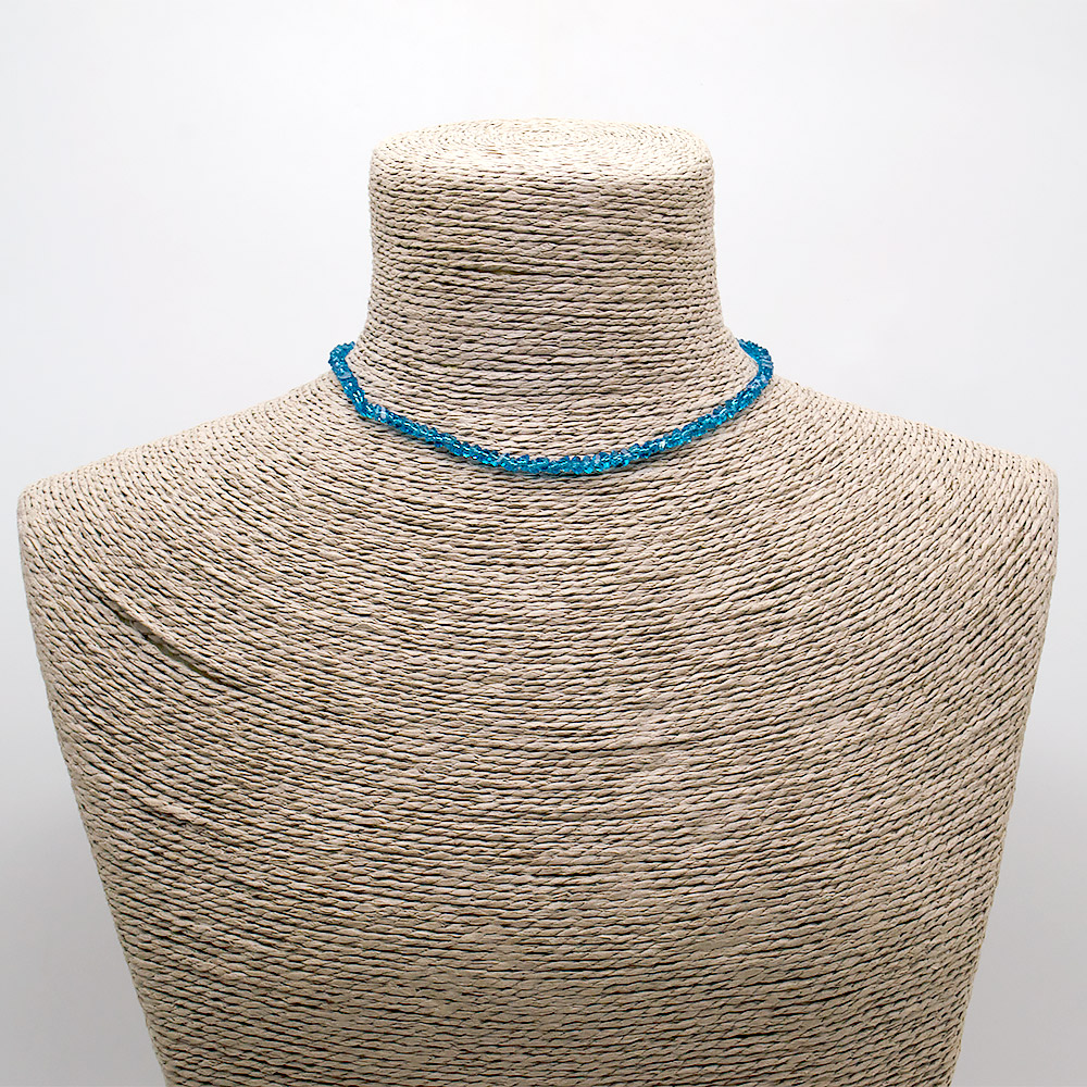 Бусы-чокер "Елочка" с алмазной гранью синий 4*3 мм