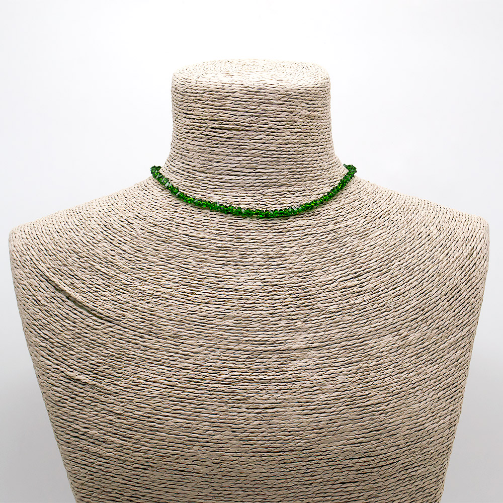 Фото товара бусы-чокер "елочка" с алмазной гранью зеленый 4*3 мм