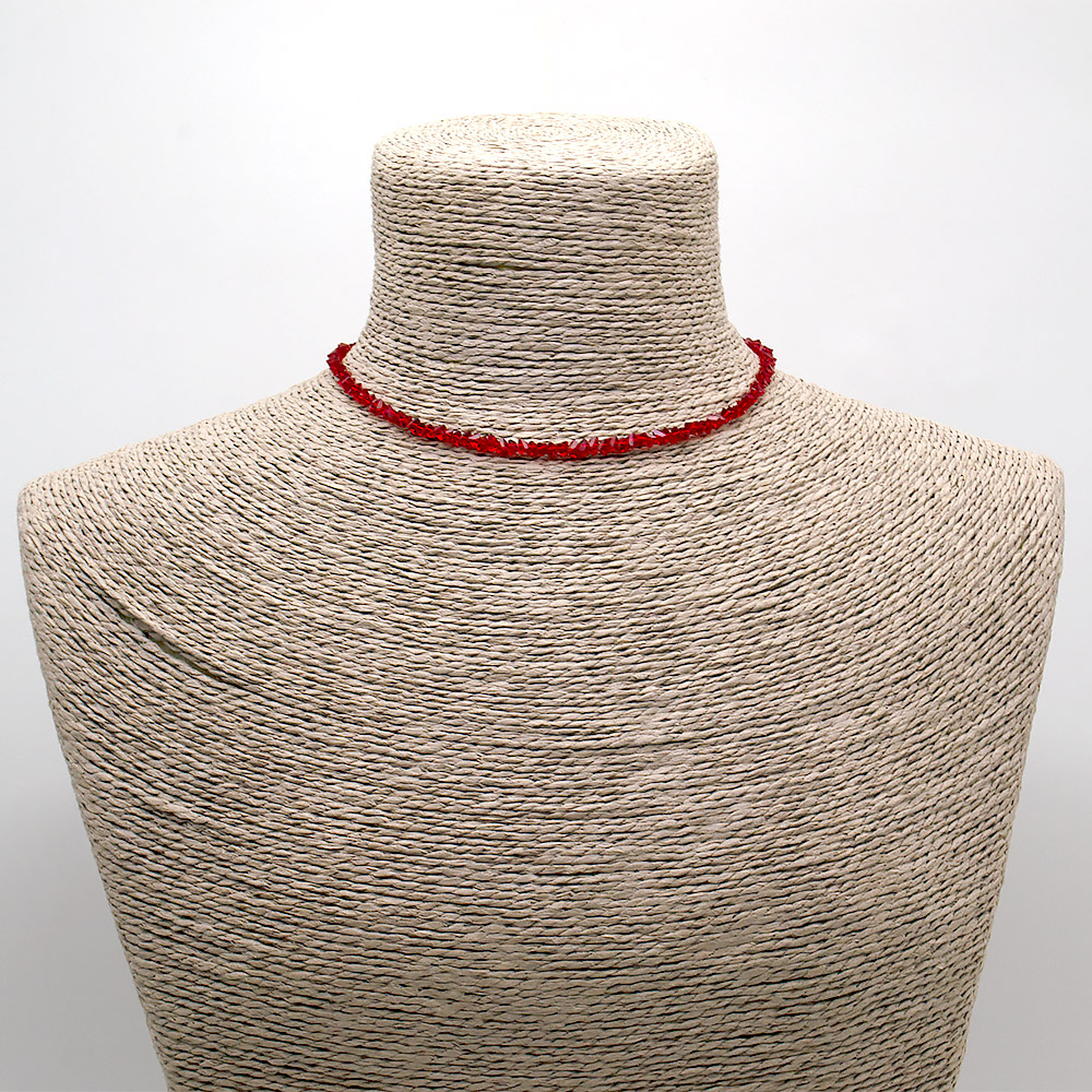 Бусы-чокер "Елочка" с алмазной гранью цвет красный 4*3 мм