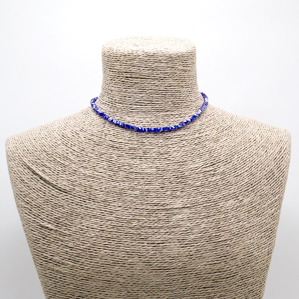 Фото товара бусы-чокер "елочка" с алмазной гранью сине-фиолетовый хамелеон 4*3 мм