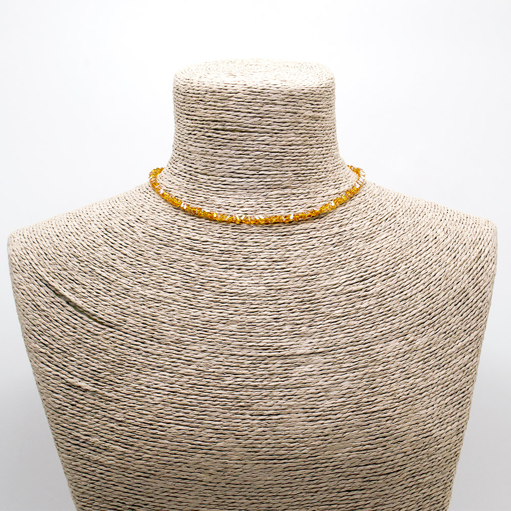 Фото товара бусы-чокер "елочка" с алмазной гранью цвет медовый хамелеон 4*3 мм