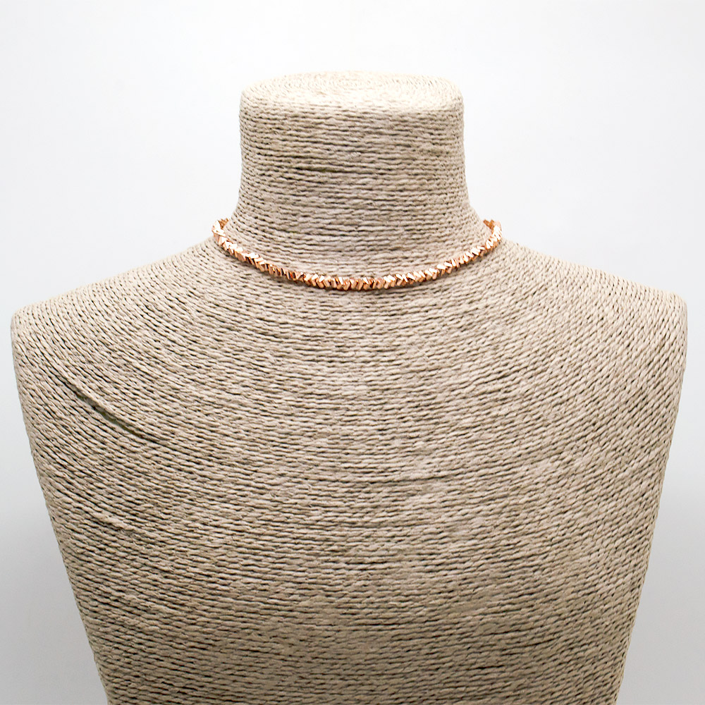 Фото товара бусы-чокер "елочка" с алмазной гранью цвет розовое золото 4*3 мм