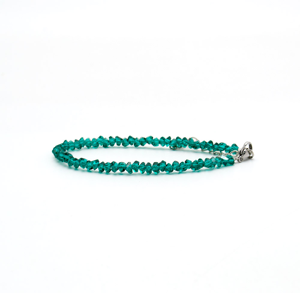 Фото товара браслет "елочка" с алмазной гранью цвет темно-зеленый 4*3 мм