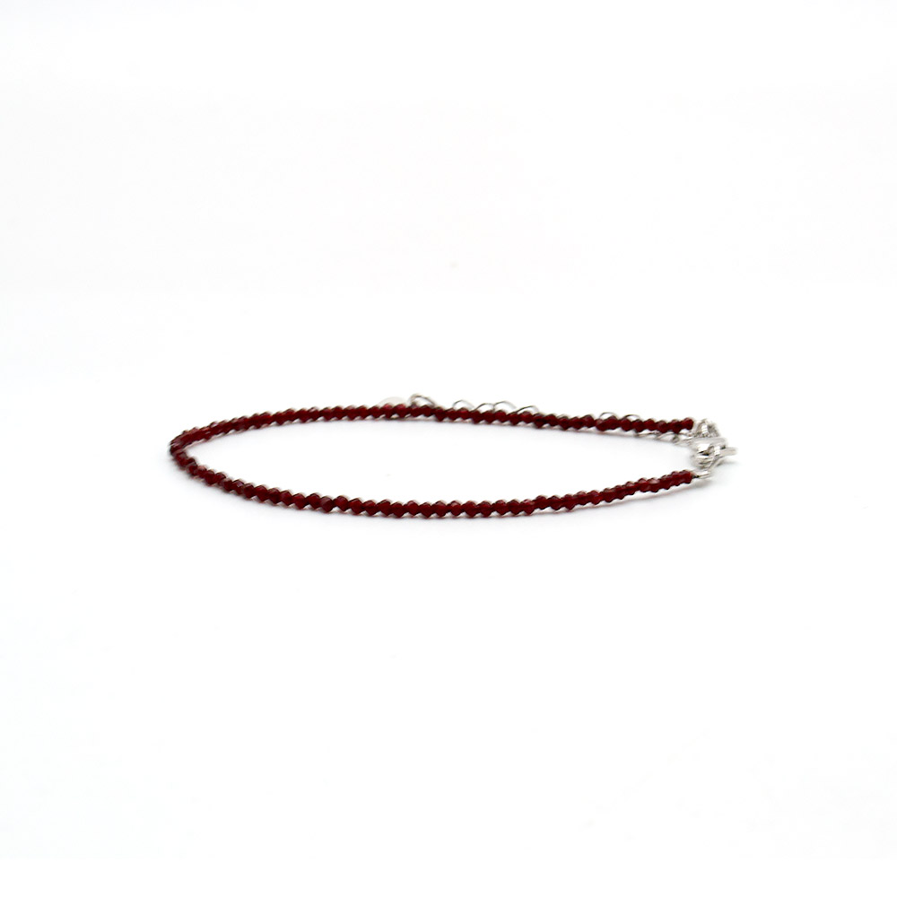 Фото товара браслет из ювелирного стекла гранатовый 2 мм грань