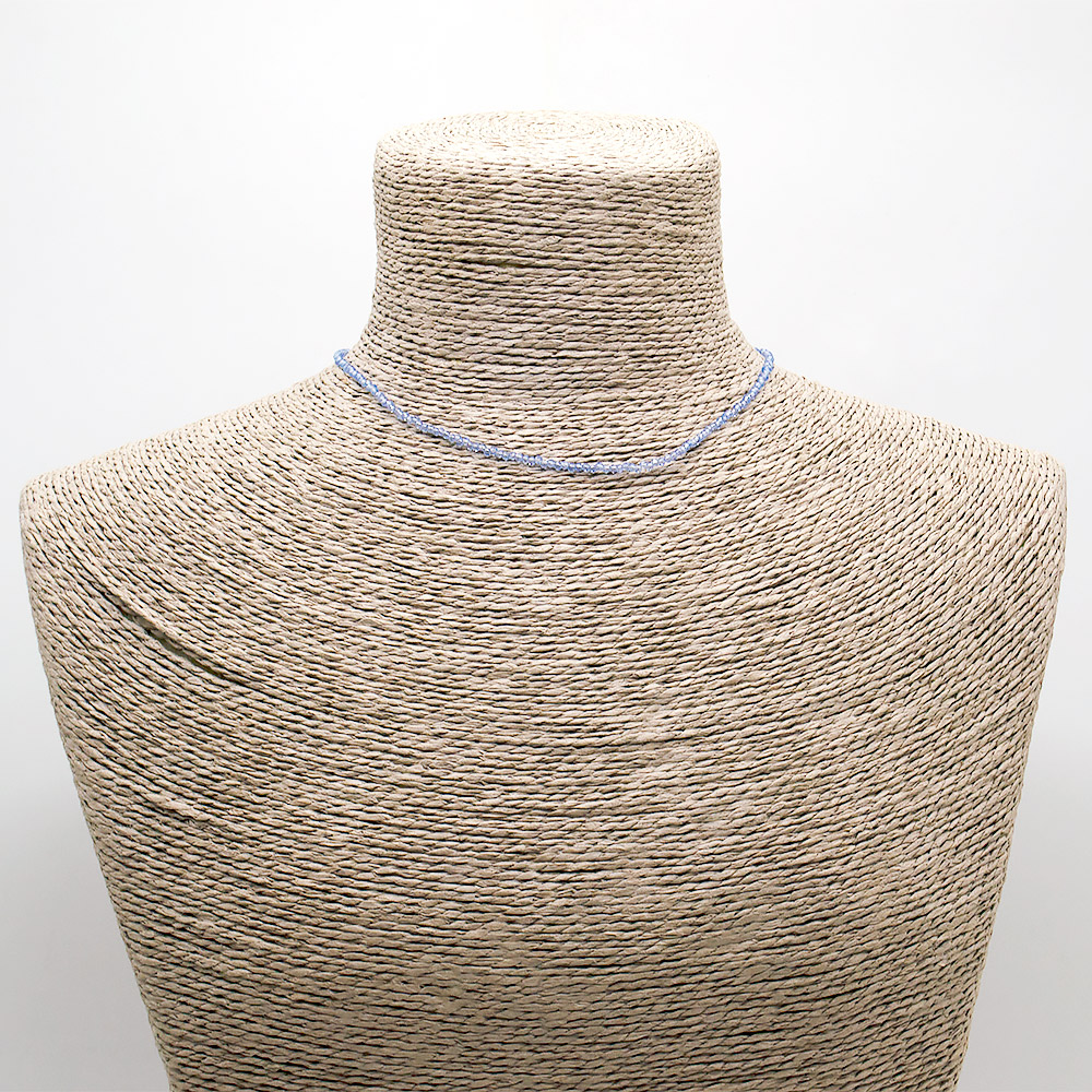 Фото товара бусы-чокер из ювелирного стекла цвет васильковый 2 мм грань