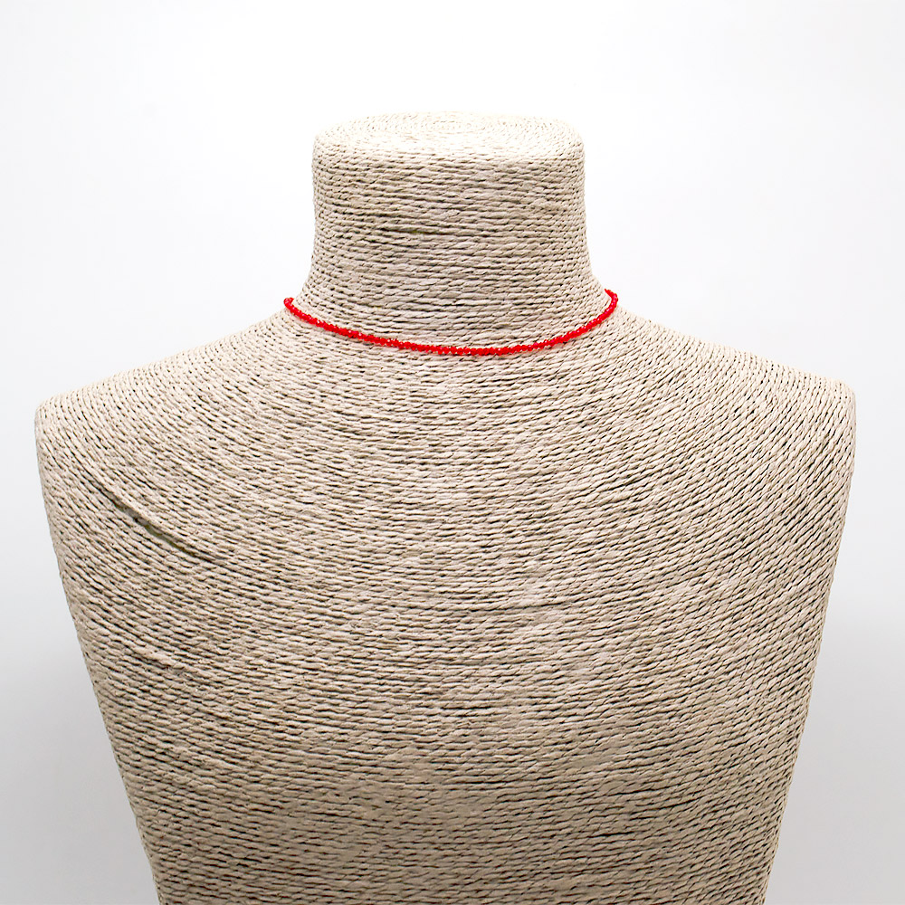 Бусы-чокер из ювелирного стекла цвет красный 2 мм грань