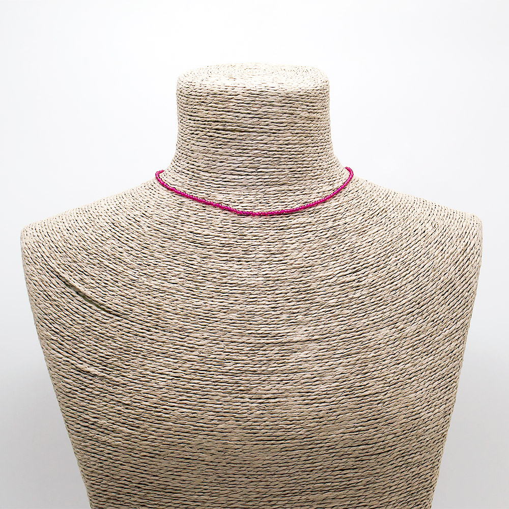 Бусы-чокер из ювелирного стекла цвет малиновый 2 мм грань