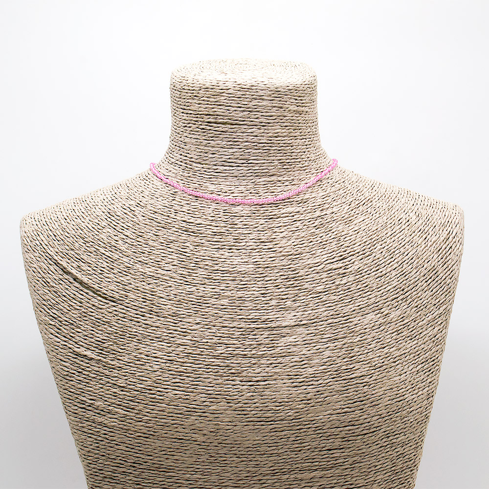 Бусы-чокер из ювелирного стекла цвет розовый 2 мм грань