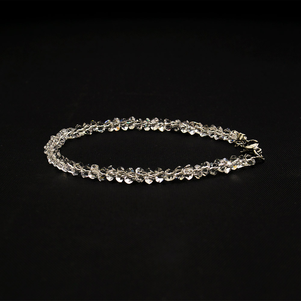 Фото товара браслет "елочка" с алмазной гранью цвет горный хрусталь 4*3 мм