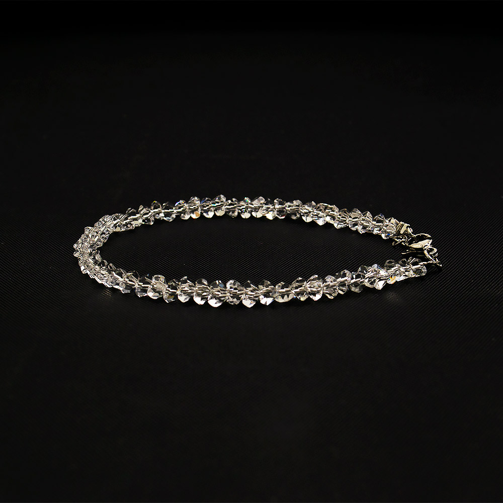 Браслет "Елочка" с алмазной гранью цвет горный хрусталь 4*3 мм