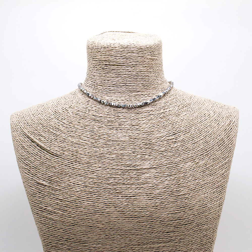 Фото товара бусы-чокер "елочка" с алмазной гранью цвет серебро 4*3 мм