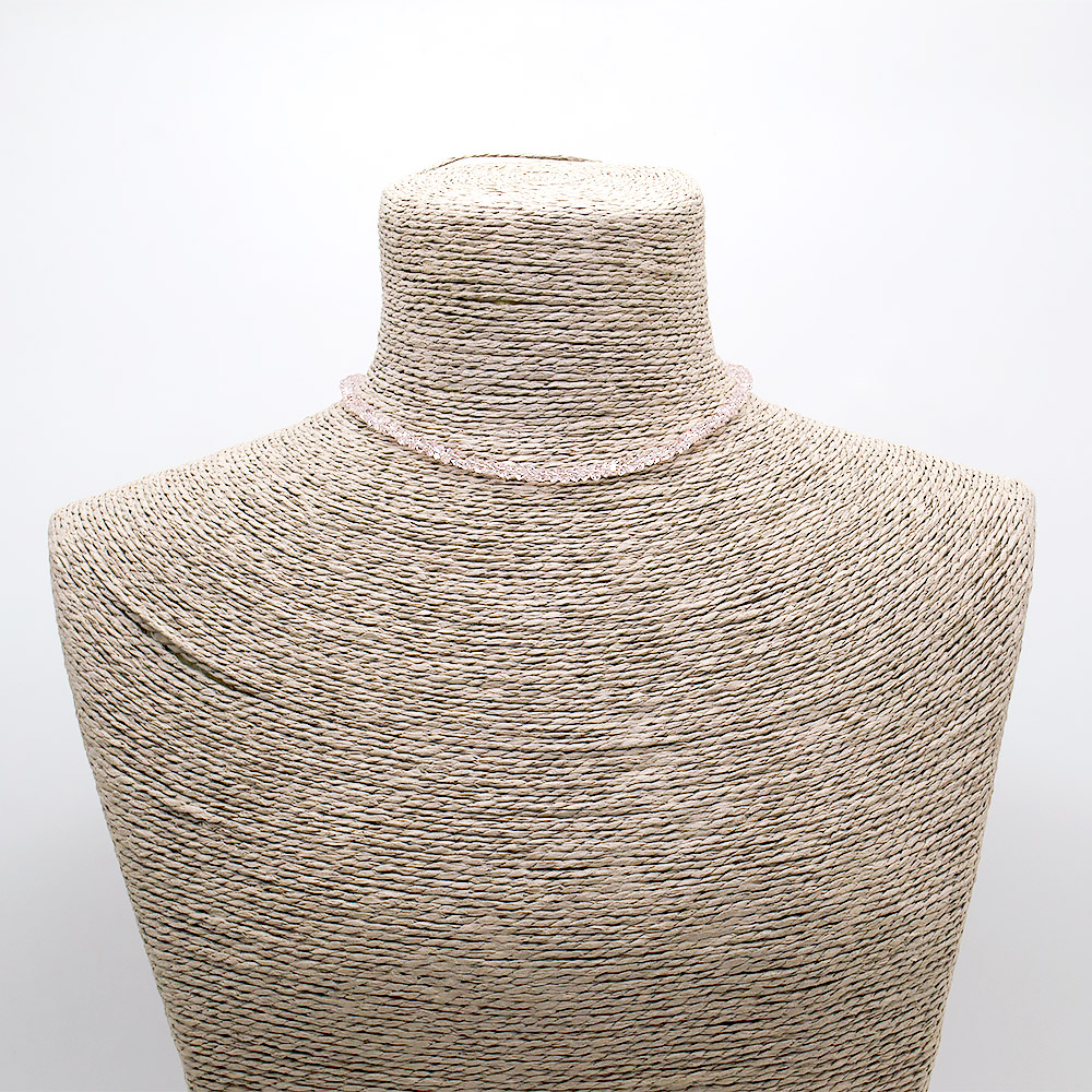 Фото товара бусы-чокер "елочка" с алмазной гранью цвет розовый 4*3 мм