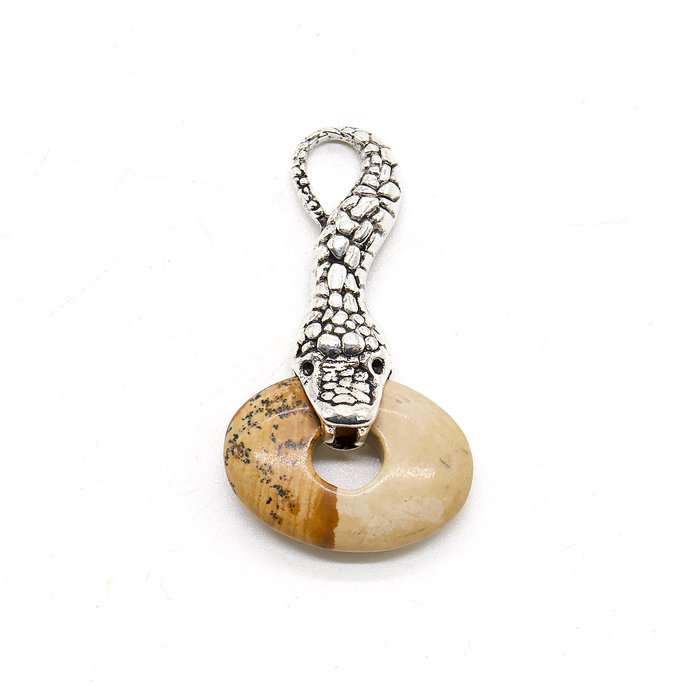 Кулон "Змея с камнем" яшма песчаная