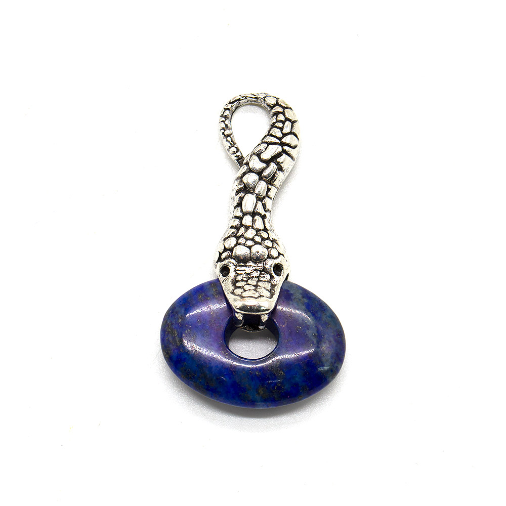 Фото товара кулон "змея с камнем" лазурит