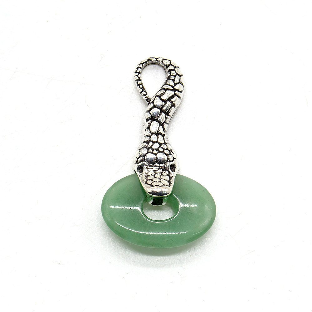 Фото товара кулон "змея с камнем" зеленый авантюрин