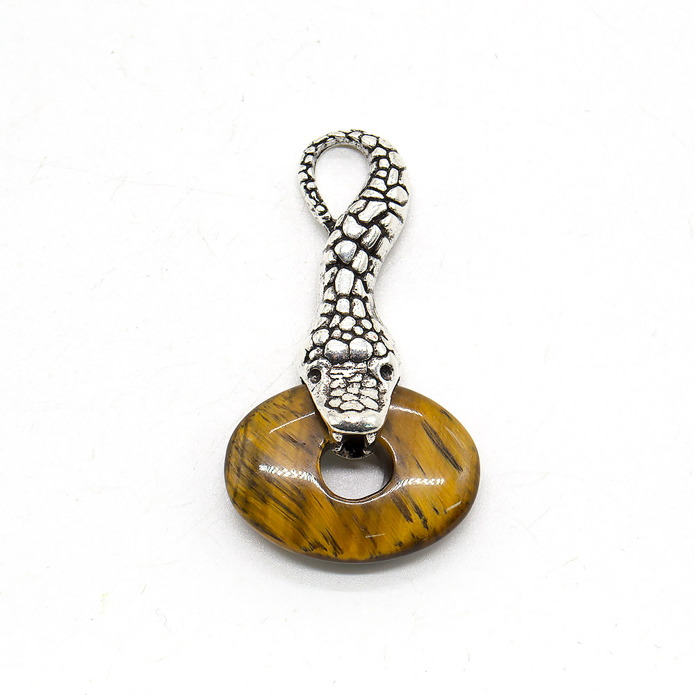 Кулон "Змея с камнем" тигровый глаз