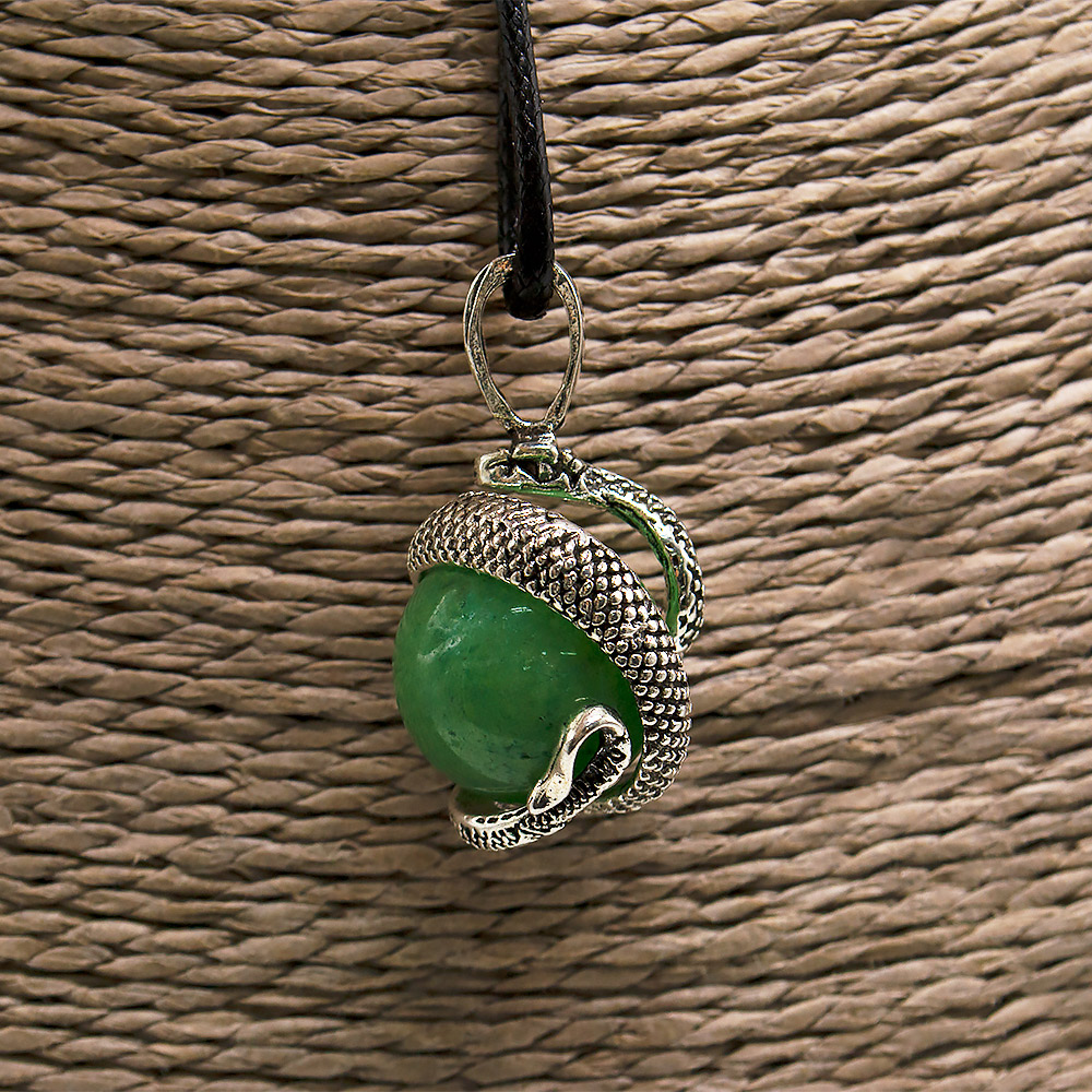 Кулон  "Змея на шаре" авантюрин зеленый