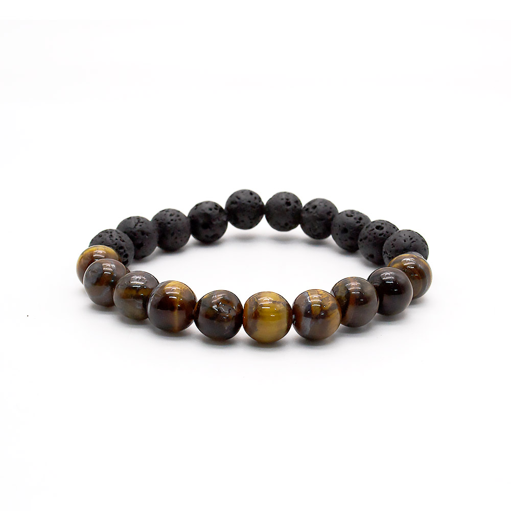 Фото товара браслет из тигрового глаза, лавы шар 10 мм 