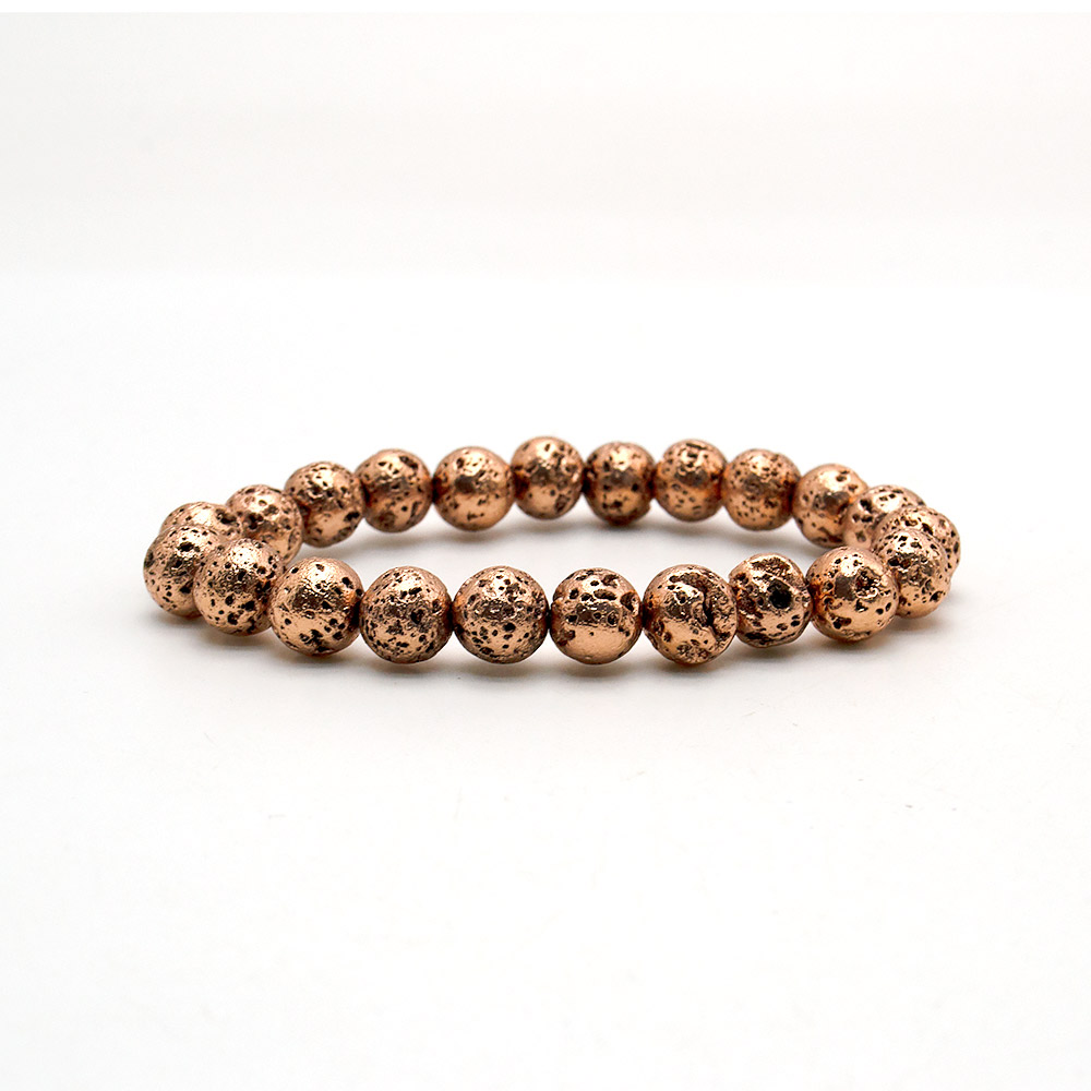 Фото товара браслет из лавы с покрытием медь шар 8 мм