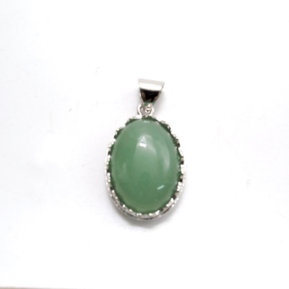 Фото товара кулон из авантюрина зеленого в оправе 22*26 мм