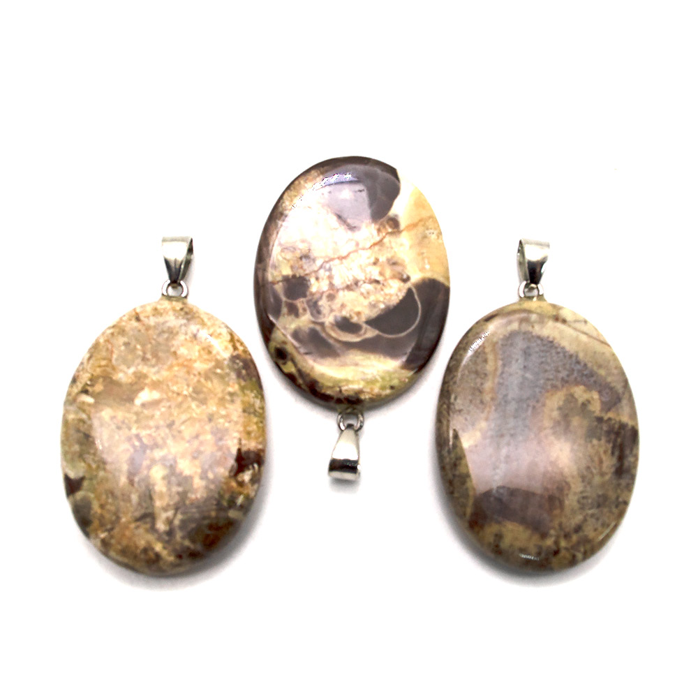 Фото товара кулон из яшмы пейзажной овальный 40*30 мм