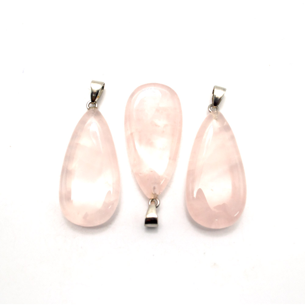 Фото товара кулон из розового кварца капля вытянутая 40*20 мм