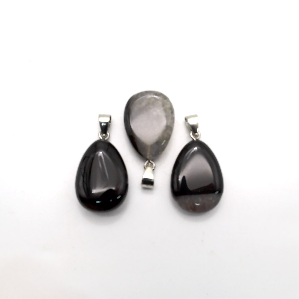 Кулон из агата черного капля 25*18 мм