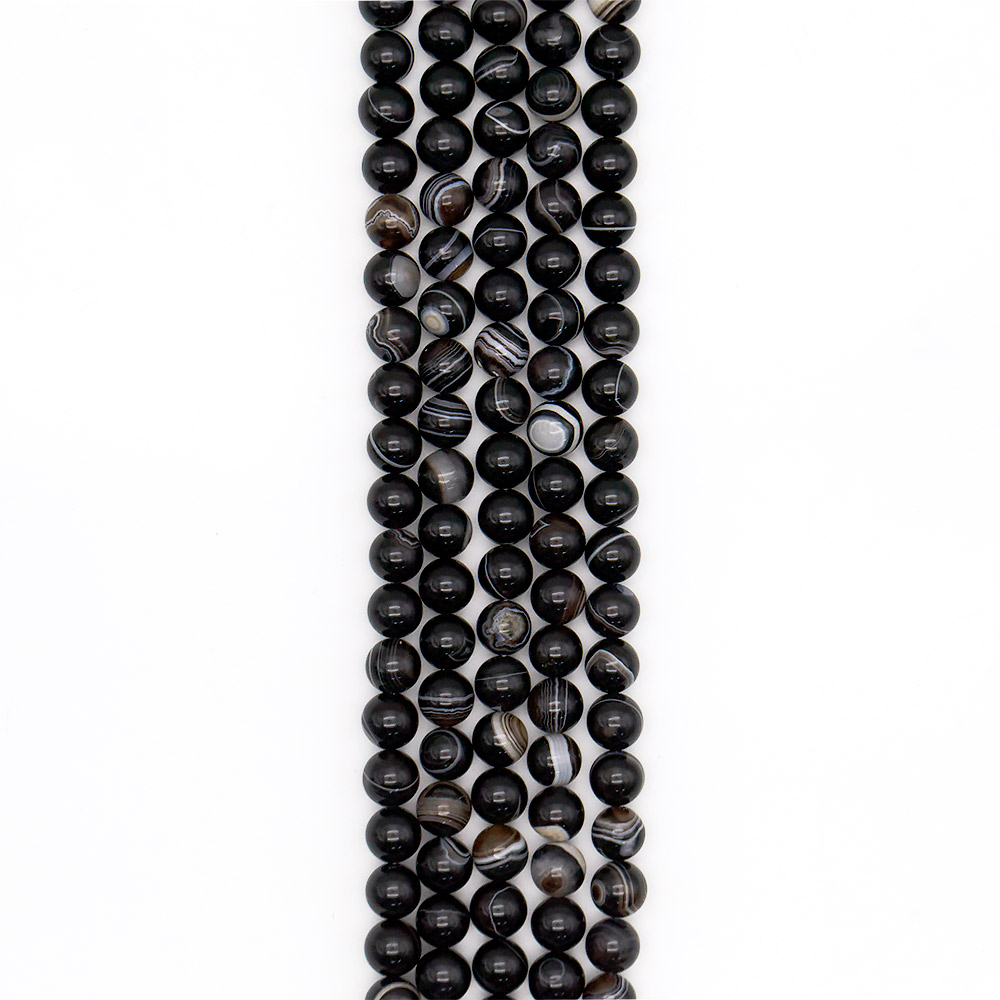 Агат шар цвет черно-коричневый 12 мм