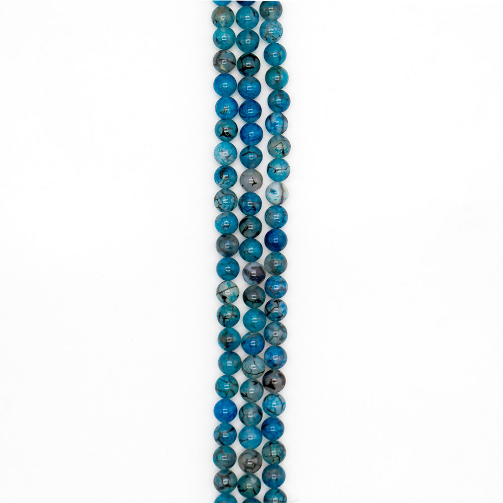 Фото товара агат кракле шар цвет синий с черным 10 мм
