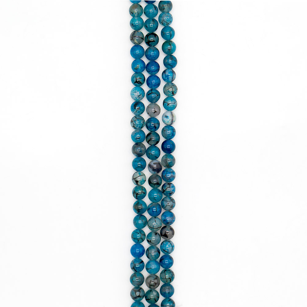 Агат кракле шар цвет синий с черным 10 мм