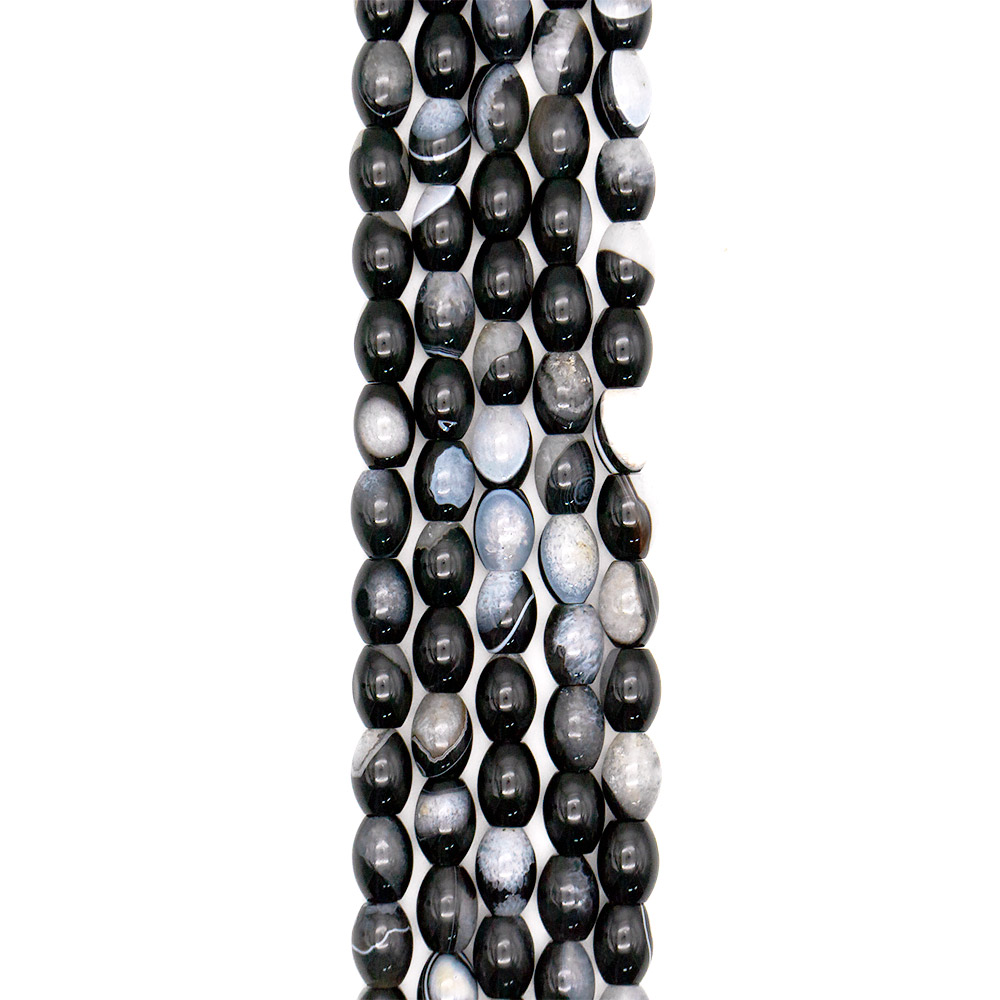 Фото товара агат черный с кварцем белым бочата 19*13 мм