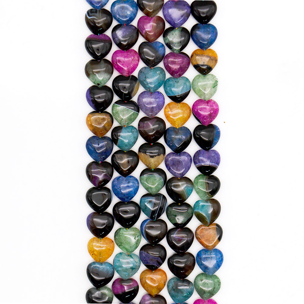 Фото товара агат черный с кварцем цветным сердце 19*19 мм