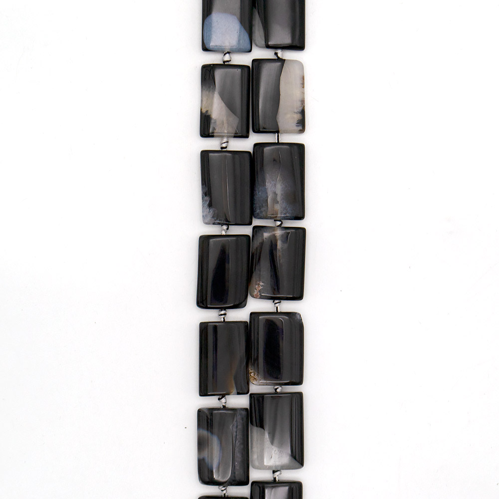 Фото товара агат черный с кварцем белым прямоугольник 32*22 мм