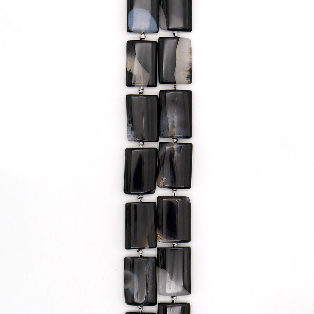 Агат черный с кварцем белым прямоугольник 32*22 мм