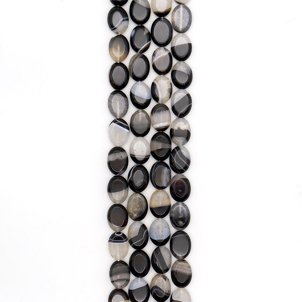 Агат черный с кварцем белым таблетка 20*15 мм