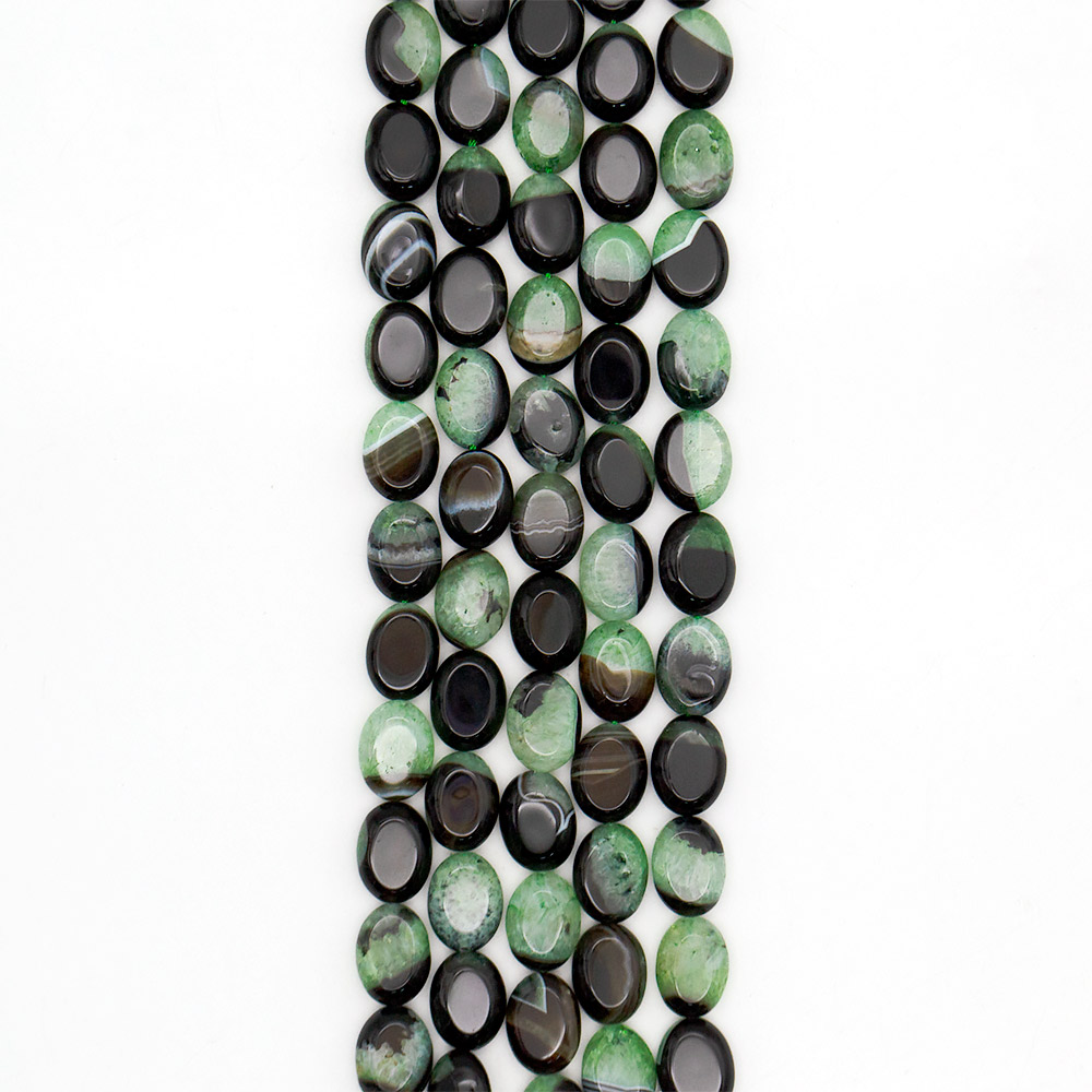 Фото товара агат черный с кварцем тонированным зеленым таблетка 20*15 мм