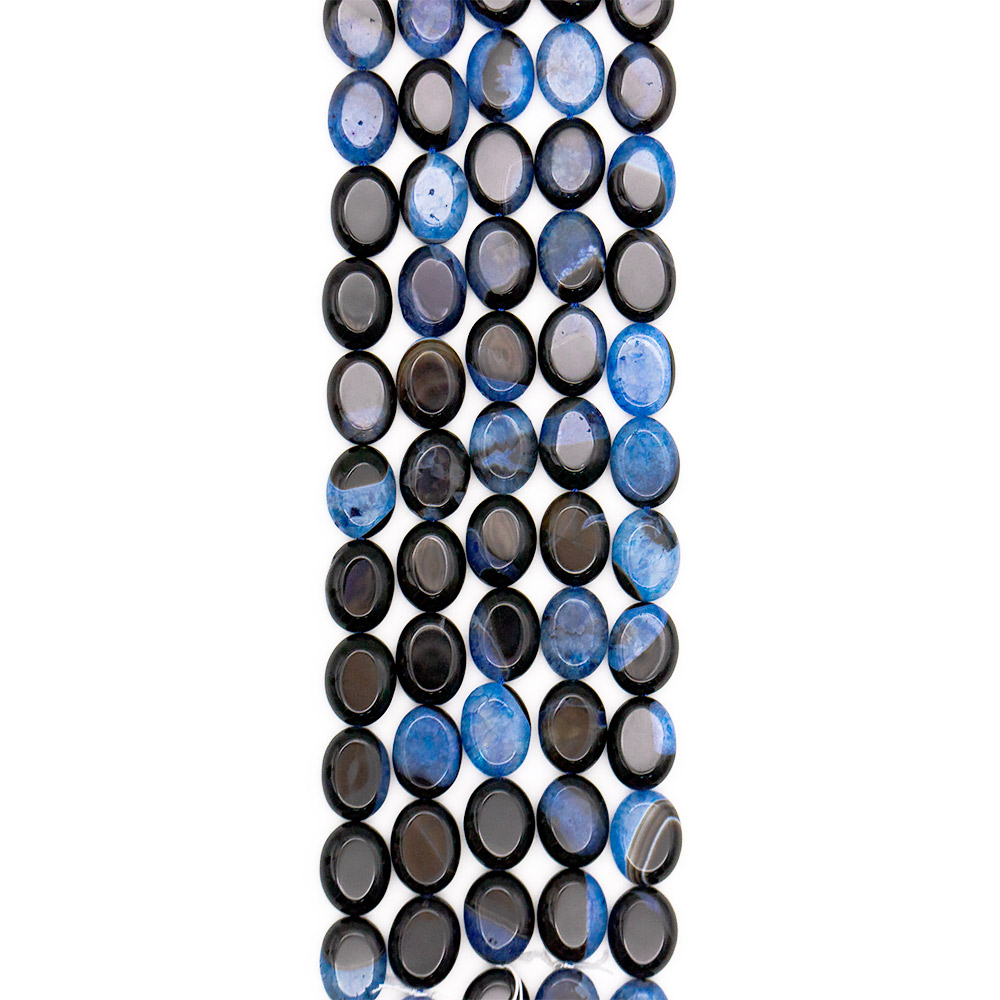 Фото товара агат черный с кварцем тонированным синим таблетка 20*15 мм