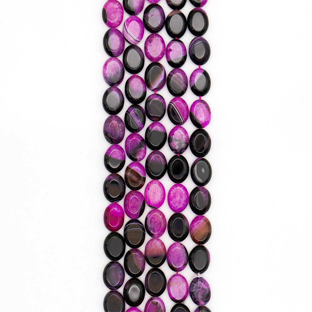 Фото товара агат черный с кварцем тонированным фуксия таблетка 20*15 мм