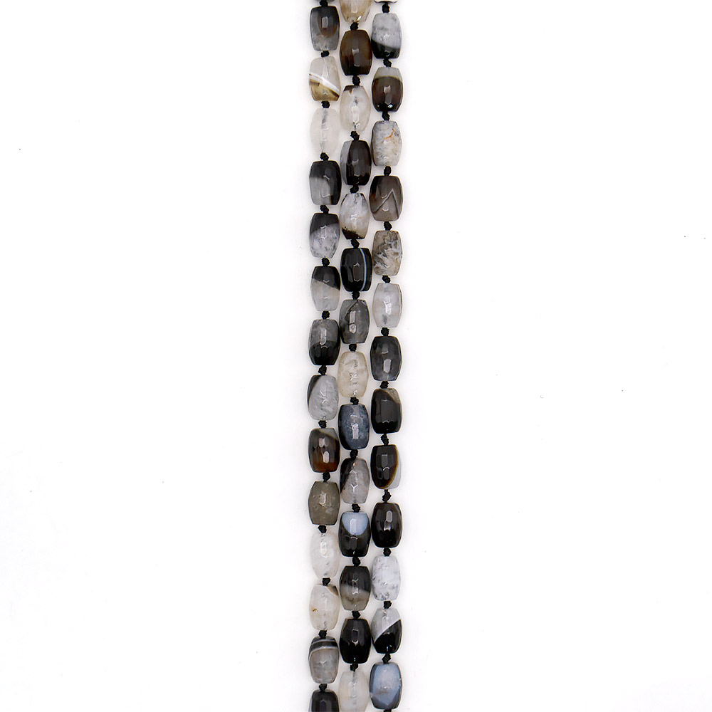 Агат черный с кварцем белым бочата 14*10 мм грань