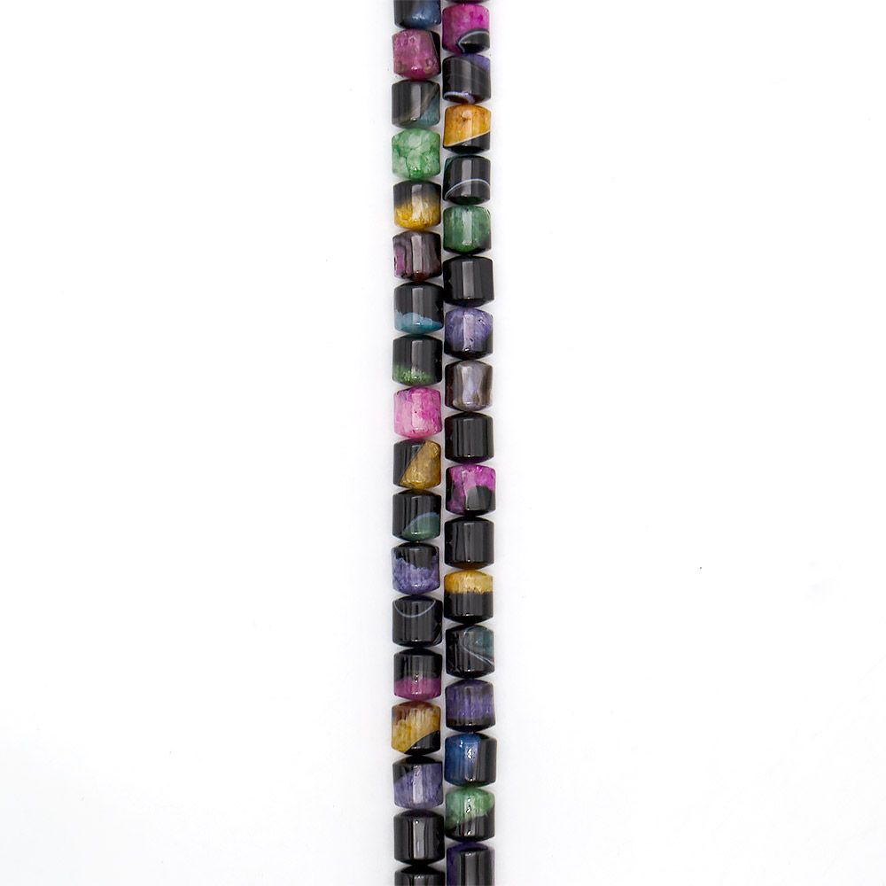 Агат черный с кварцем цветным цилиндр 12*11 мм