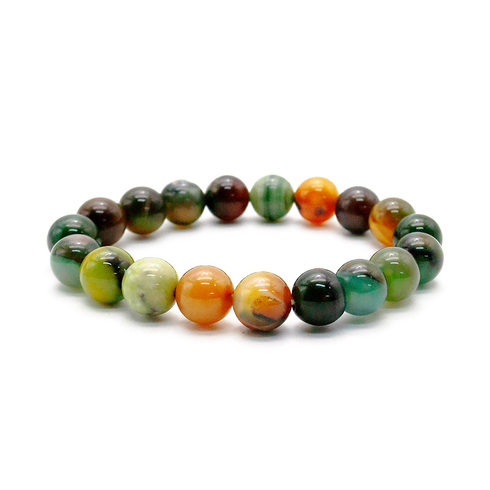 Фото товара браслет из агата цвет "осенний микс" шар 10мм