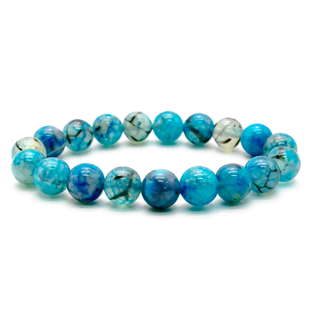 Фото товара браслет из агата кракле  синий с черным 10мм