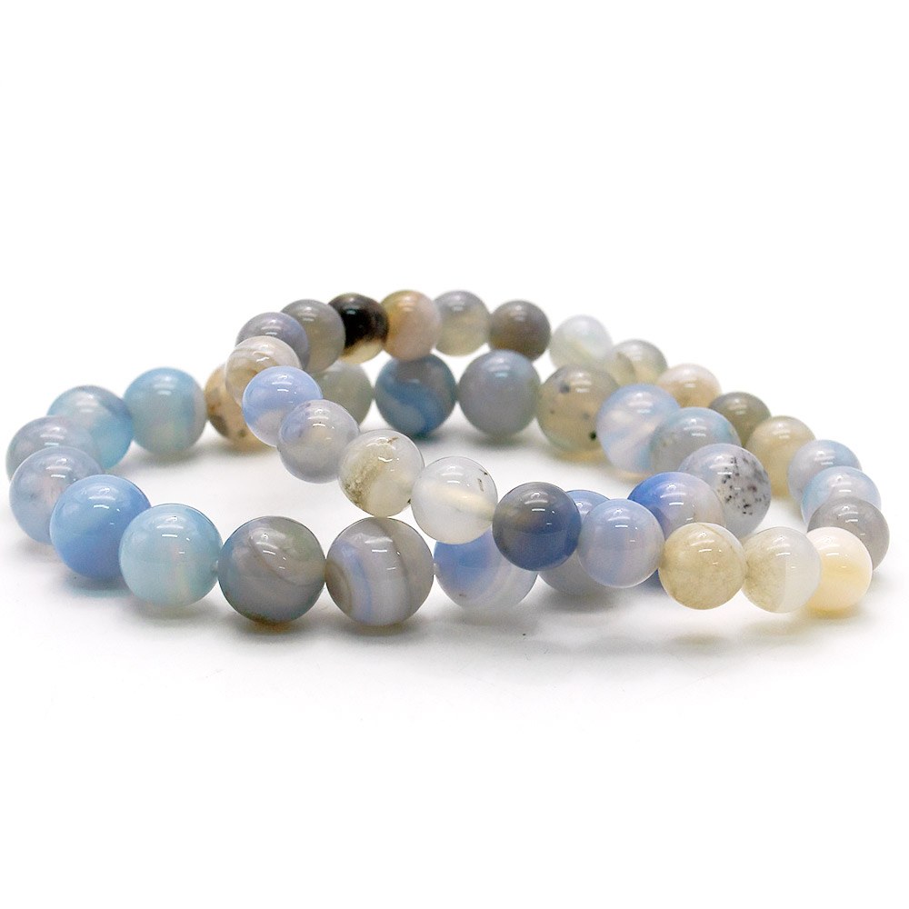 Фото товара браслет из агата серо-голубого яркий шар