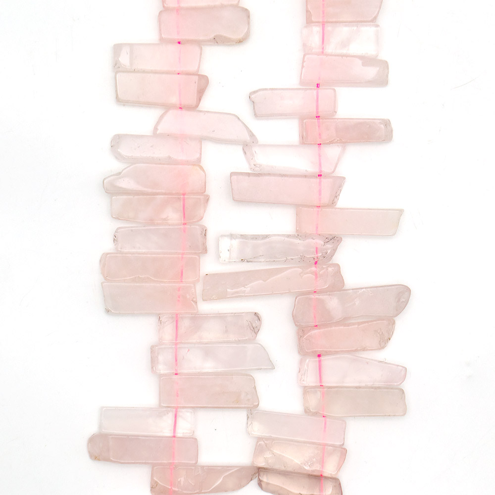 Фото товара розовый кварц пластины на увеличение от 32*10 до 53*10 мм