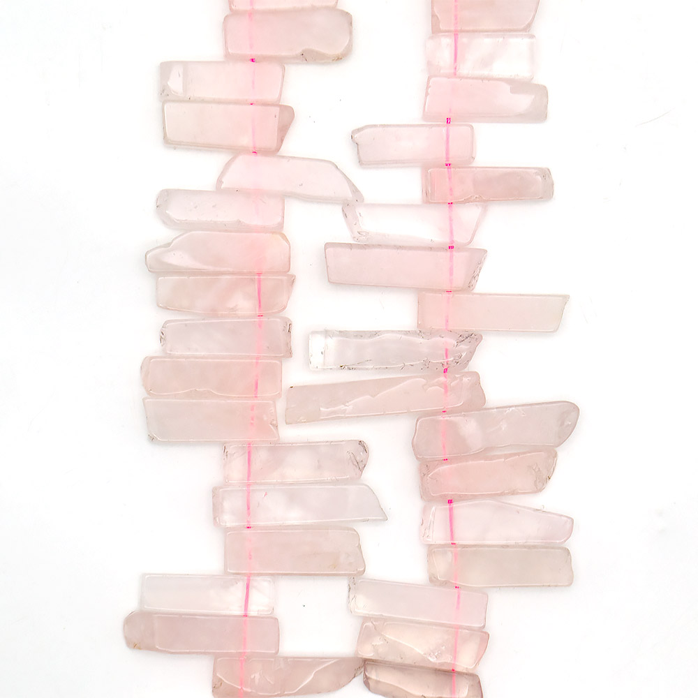 Фото товара розовый кварц пластины на увеличение от 32*10 до 53*10 мм