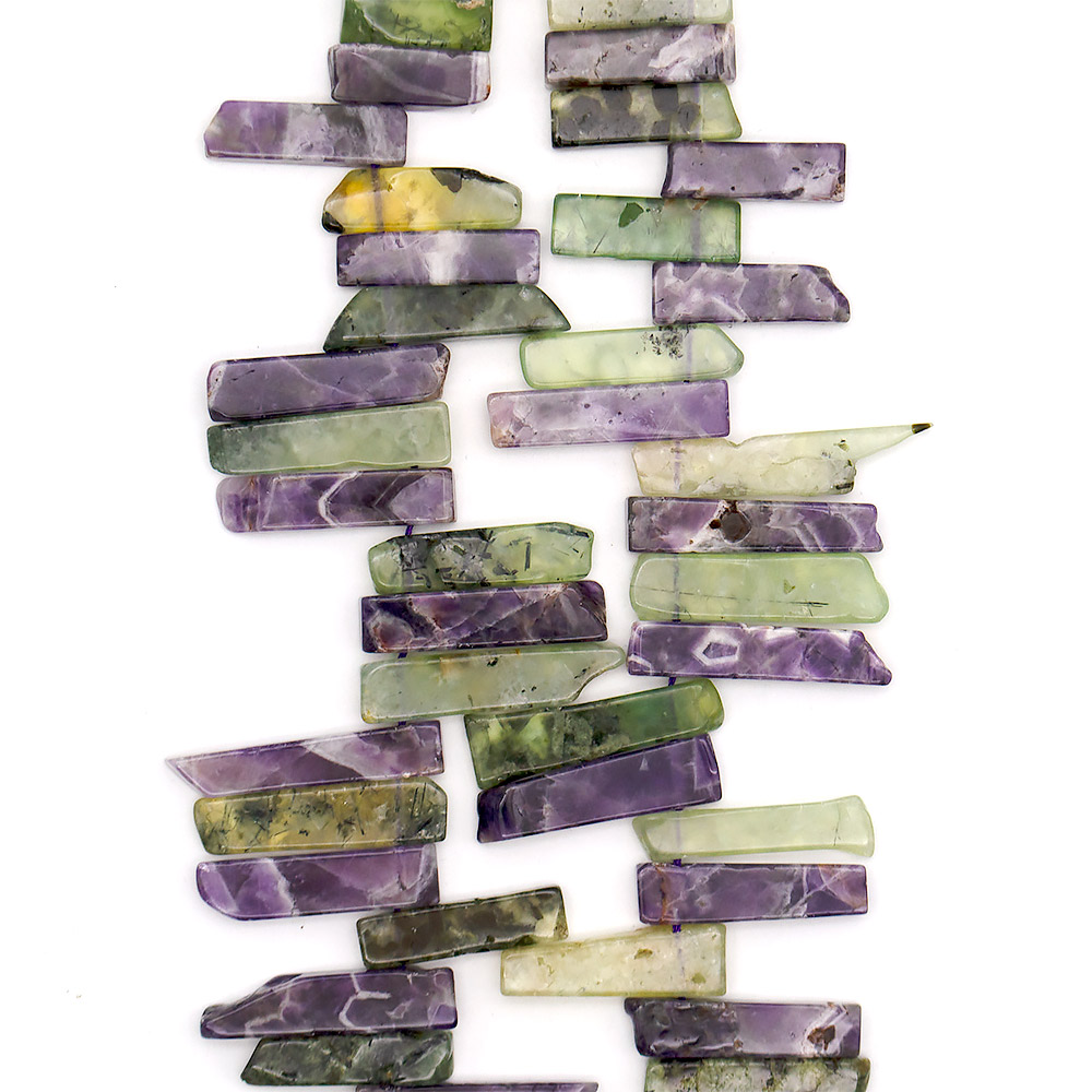 Фото товара аметист,пренит пластины на увеличение от 32*10 до 52*10 мм